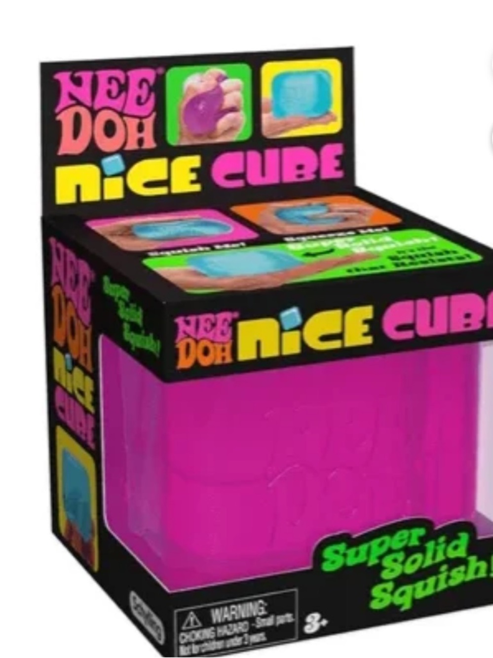 Nee Doh Nice Cube Super Solid Squish - Hot Pink